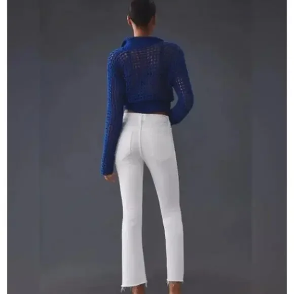 MOTHER The Insider Crop Step Fray Size 26 Fairest of Them All White Denim Jeans - Picture 2 of 12